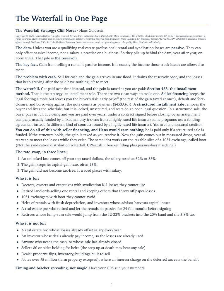 The Waterfall in One Page